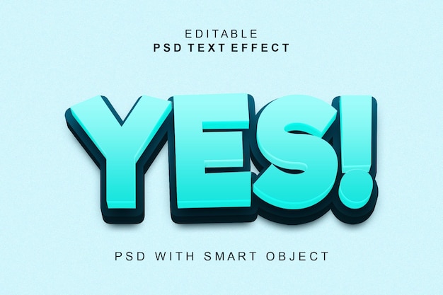 PSD sí texto efecto de estilo 3d