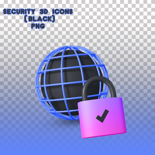 Sicherheit 3D-Symbole Netzwerksicherheit (schwarz)