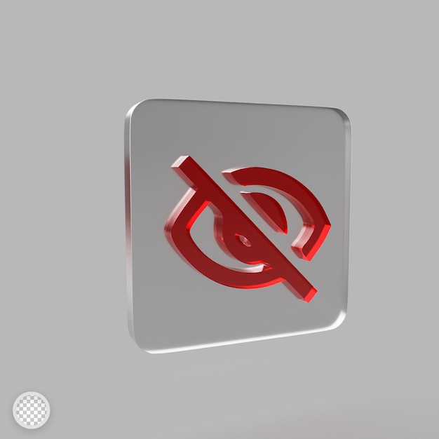 Sichtbarkeitssymbol mit Glaseffekt 3D-Rendering-Darstellung