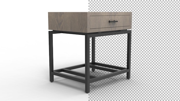side table angle view with shadow 3d render