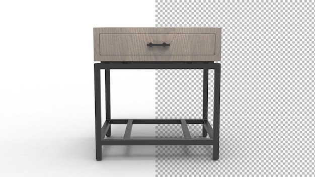 side table front view with shadow 3d render