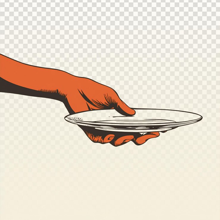PSD side view of arm serving plate with logo