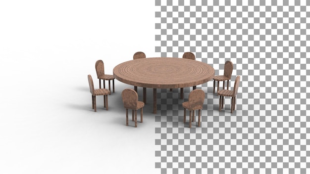 Side view of round table 3d render