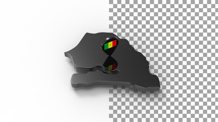 PSD side view of senegal map 3d render