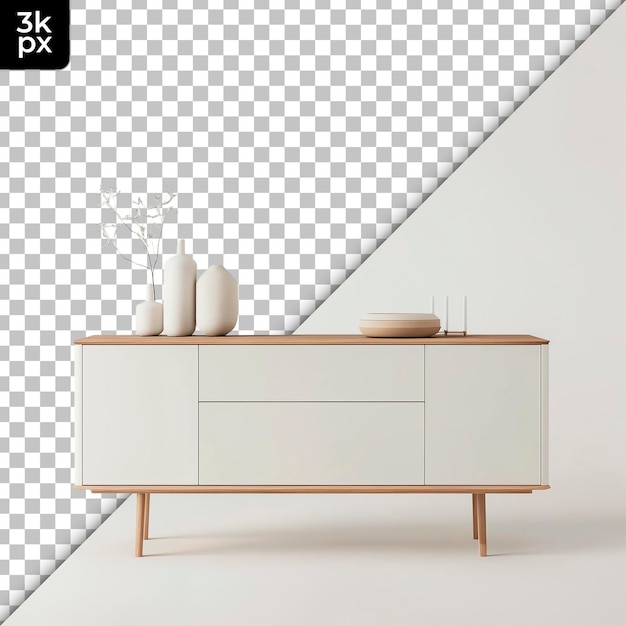 Sideboard escandinavo isolado em fundo transparente