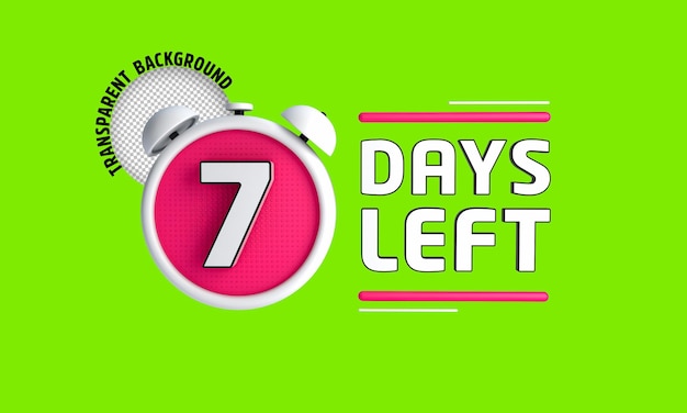 Sieben Tage verbleiben Countdown-Banner für verbleibende Tage in 3D Verkaufszeit zählt 3D-Rendering