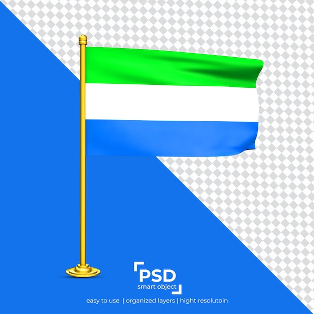 Sierra leone wehende flagge auf transparentem hintergrund isoliert