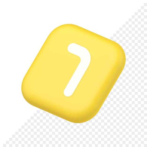 Siete números botón amarillo contabilidad servicio financiero panel web 3d icono isométrico