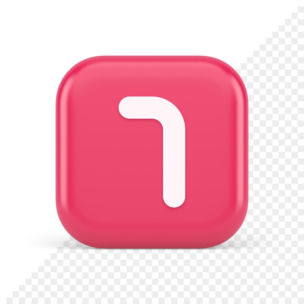 Siete números botón rosa contabilidad servicio financiero panel de aplicaciones web icono 3d