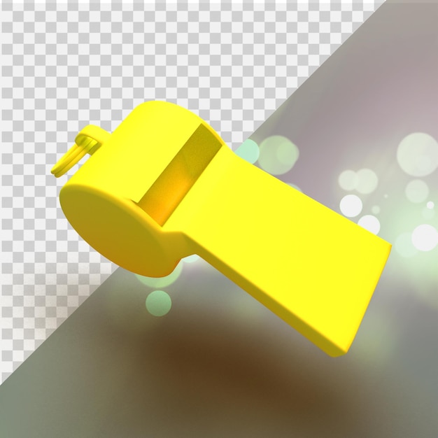 PSD sifflet jaune volant sur fond transparent