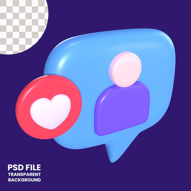 PSD siga el icono de la ilustración 3d