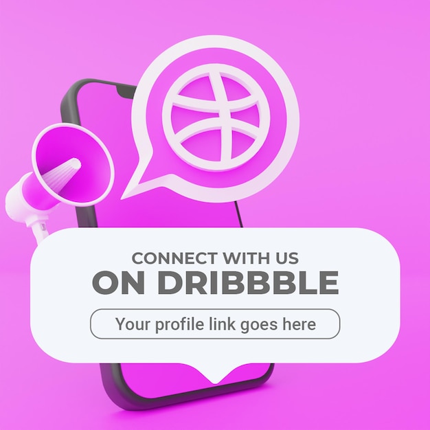 Siga-nos no dribbble em banner quadrado de mídia social