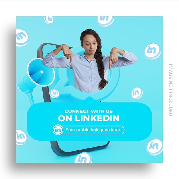 PSD síganos en el banner de redes sociales de linkedin con cuadro de nombre de usuario