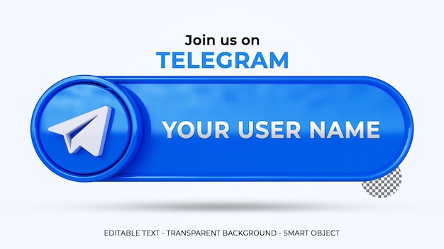 Síganos en el banner de telegram con logo 3d y perfil de enlace