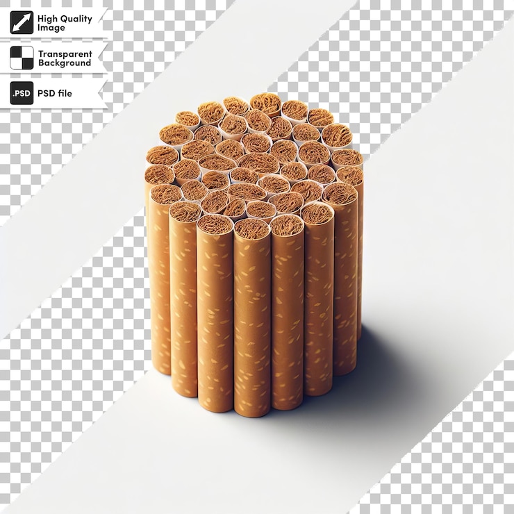 PSD sigarro y tabaco psd en fondo transparente con capa de máscara editable