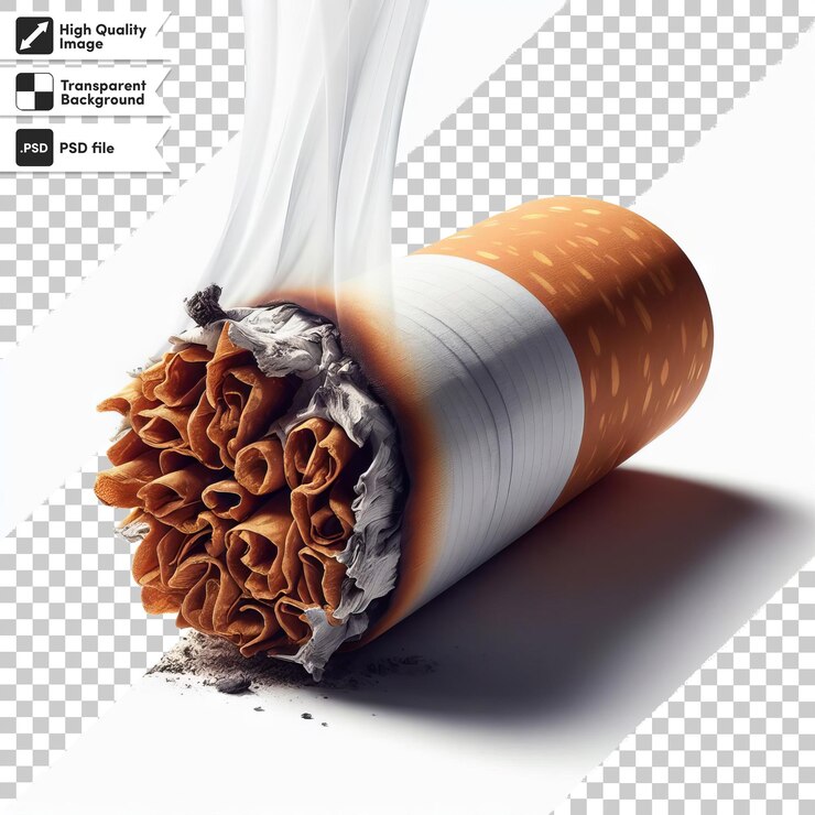 PSD sigarro y tabaco psd en fondo transparente con capa de máscara editable