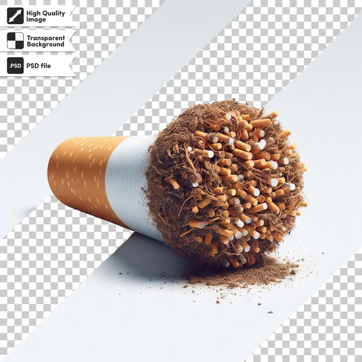 PSD sigarro y tabaco psd en fondo transparente con capa de máscara editable