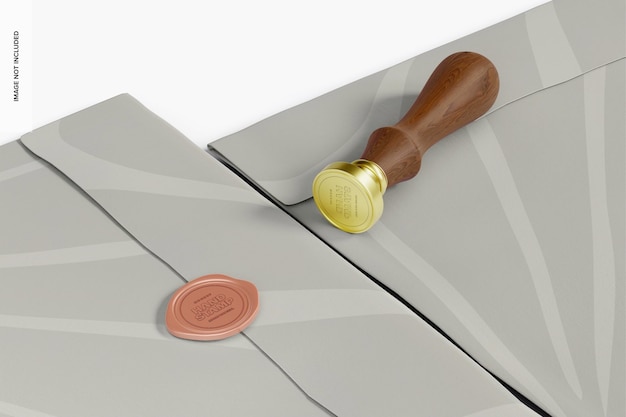 Sigillo di cera rotonda Mockup, prospettiva