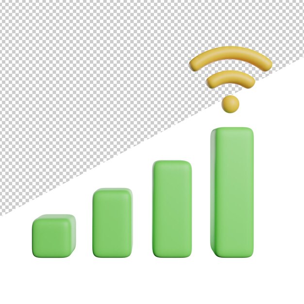 Signal De Réseau Wifi Vue De Face Icône De Rendu 3d Illustration Sur Fond Transparent