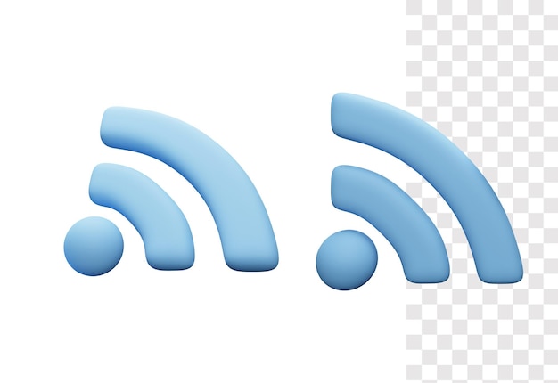 PSD signal wifi icône 3d de couleur bleue