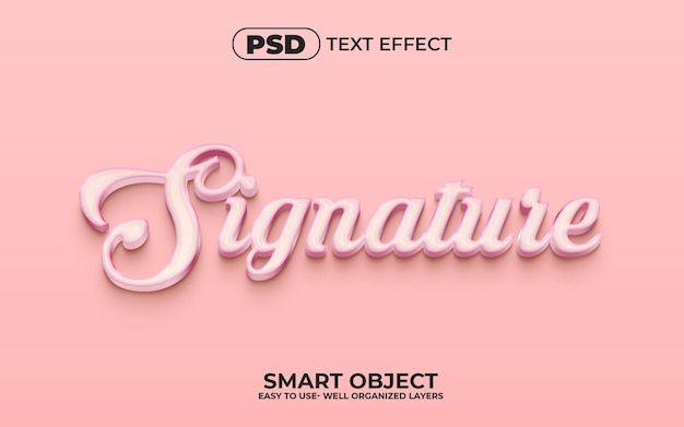 Signature 3d bearbeitbarer texteffekt premium