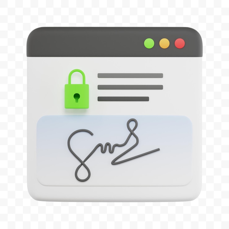 PSD signature 3d illustration