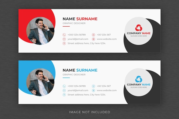 PSD signature d'e-mail ou pied de page d'e-mail et modèle de conception de couverture facebook de médias sociaux personnels