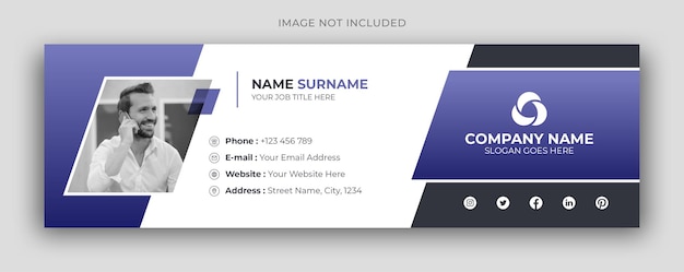 Signature d'e-mail ou pied de page d'e-mail et modèle de conception de couverture Facebook pour les réseaux sociaux personnels