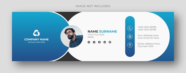 Signature d'e-mail ou pied de page d'e-mail et modèle de conception de couverture Facebook pour les réseaux sociaux personnels
