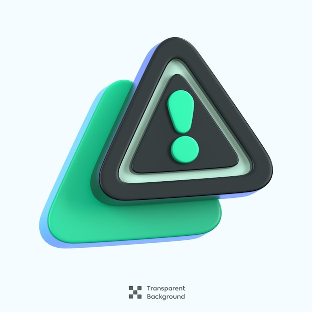 Signe d'avertissement d'attention avec symbole de point d'exclamation isolé 3D Icône d'interface utilisateur générale