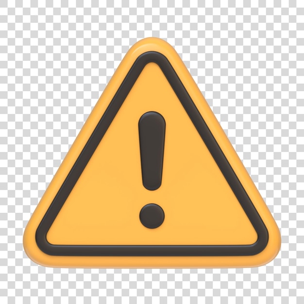 Signe d'avertissement avec un point d'exclamation noir à l'intérieur d'un triangle jaune isolé sur fond blanc