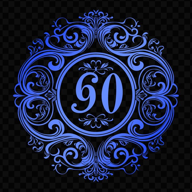 PSD un signe bleu avec le numéro 50 sur un fond noir