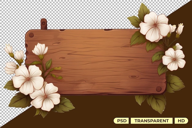 PSD signe en bois floral isolé sur un fond transparent