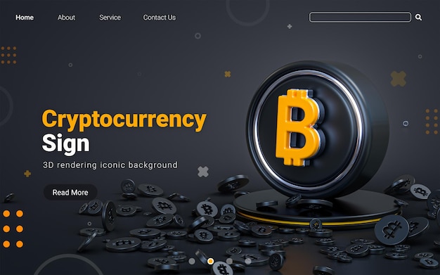 signe de crypto-monnaie rendu 3d abstrait arrière-plan iconique réaliste sombre pour le modèle de bannière sociale