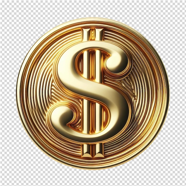 PSD un signe dollar doré sur un fond métallique avec un signe dollar or dessus