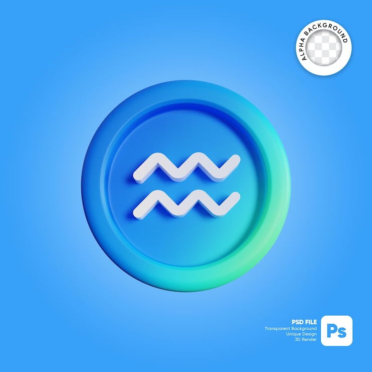 PSD signe du zodiaque verseau illustration 3d