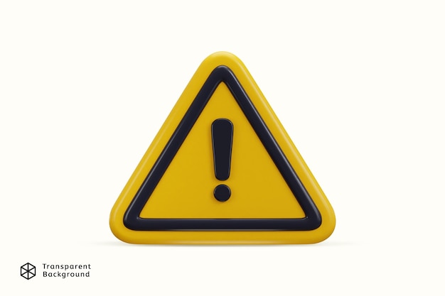 signe d'exclamation avertissement ou message de risque de danger alerte icône de problème rendu 3D