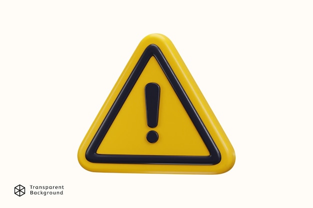 signe d'exclamation avertissement ou message de risque de danger alerte icône de problème rendu 3D