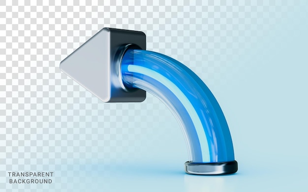 signe de la flèche du côté gauche sur la voie de direction à l'aide de l'icône de rendu 3d de la cible de la carte du côté de la cible effet de verre bleu