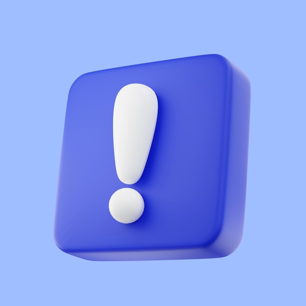 signe d'icône d'exclamation 3d ou attention symbole de point d'exclamation