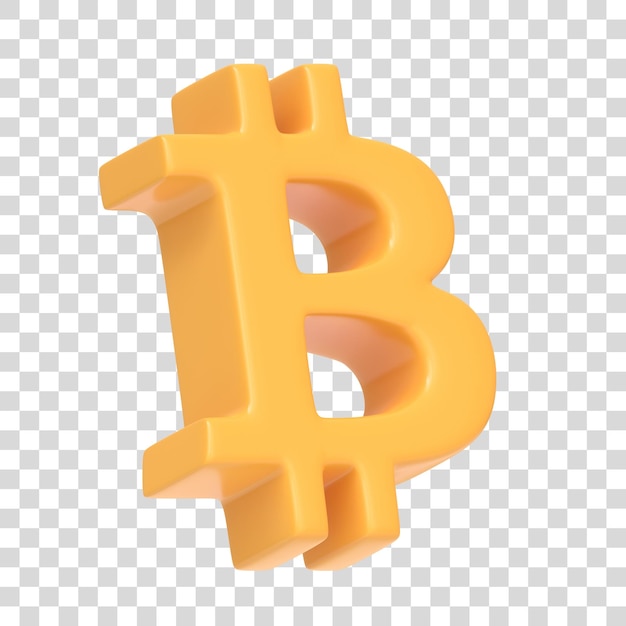 Signe jaune de bitcoin isolé sur fond blanc signe et symbole d'icône 3D illustration de rendu 3D