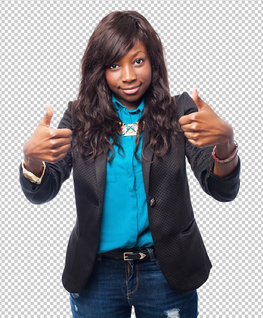 Signe ok femme noire heureuse