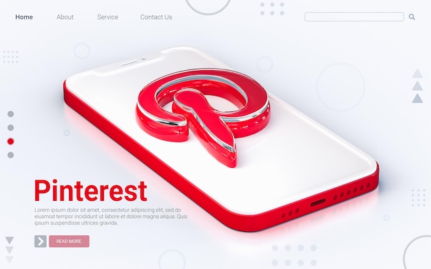 Signe Pinterest Sur Téléphone Mobile Isolé Fond Blanc Concept De Rendu 3d Pour Bannière Web