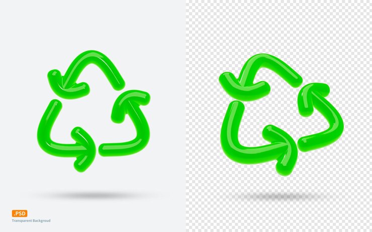 PSD signe de recyclage vert sur fond transparent