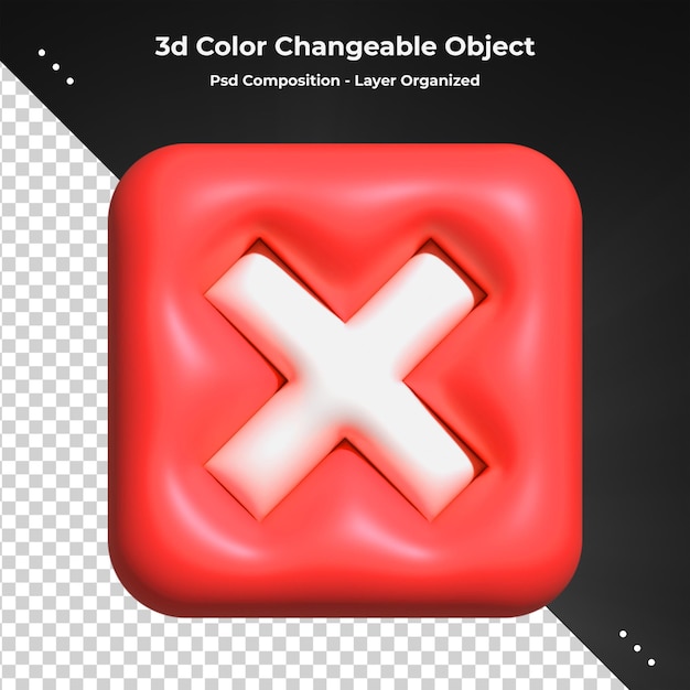 Signe Rejeté En 3d Cochez La Case. Le Signe Croisé Peut être Utilisé Comme Symbole Du Mal
