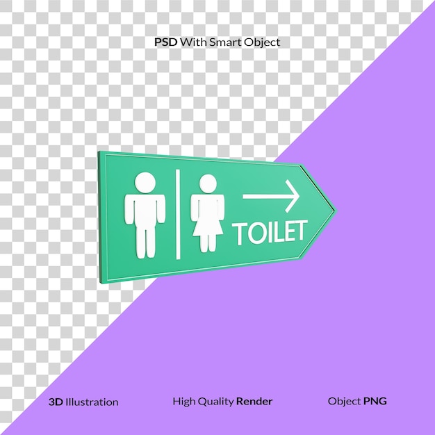 PSD signe de toilette illustration de rendu 3d