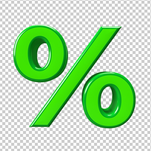 Le signe vert de la remise de la vente en 3D du pourcentage de l'icône