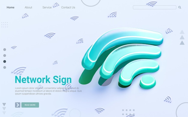 PSD signe wifi se pliant sur fond blanc concept de rendu 3d pour la couverture du modèle web de bannière sociale