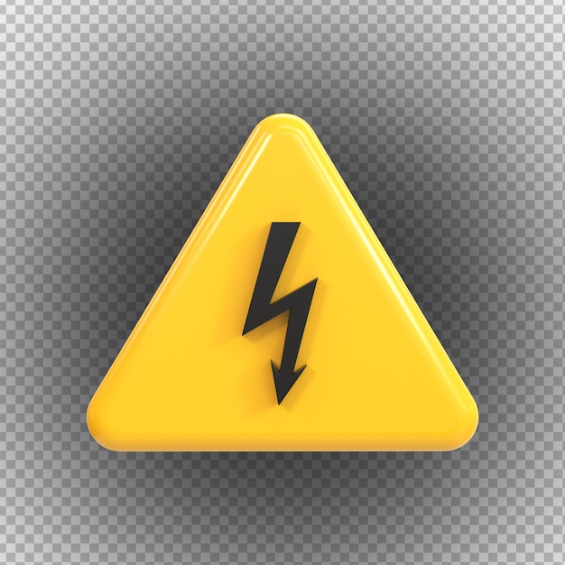 Signes à haute tension de danger de haute tension isolés sur un fond transparent