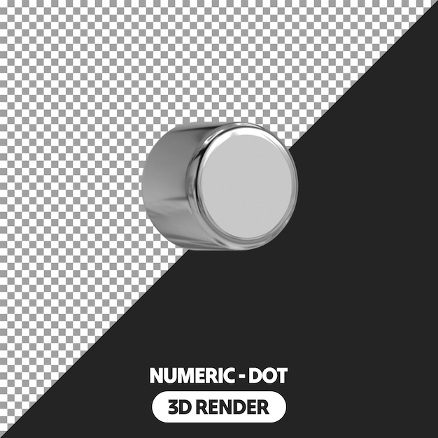PSD les signes numériques de point de rendu de style argent isolé 3d sur un fond transparent psd